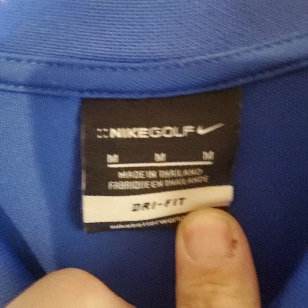 Nike Medium Polo Shirt Mens Blue Dri-FIT Short Sleeve Golf Athletic Sportswear - Picture 2 of 7